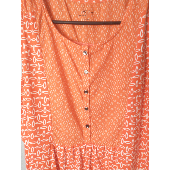 LOFT Orange White Sleeveless Blouse Women’s Medium Boho Geometric Tank Top - Picture 5 of 10